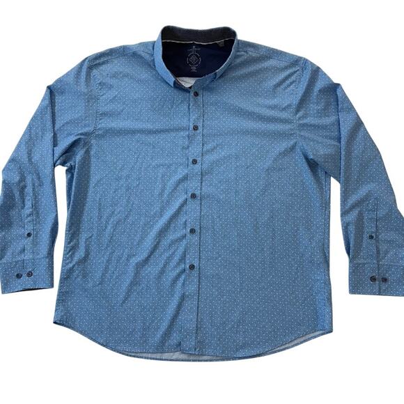 Con.Struct Slim Fit Mens Shirt Blue with white Spot / Dot print Sz XXL - Picture 1 of 12